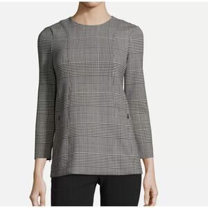 Theory Womens Clothing Lauret Portland Glen Check Top Workwear Classic Timeless